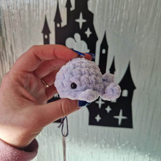 Chunky, super soft whale keyring glittery yarn