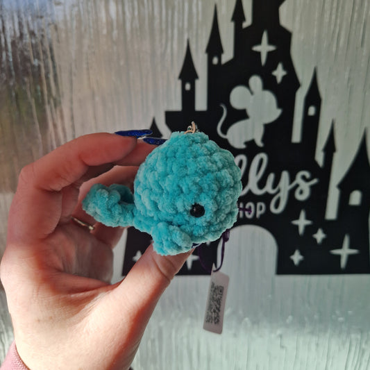 Chunky, super soft whale keyring turquoise