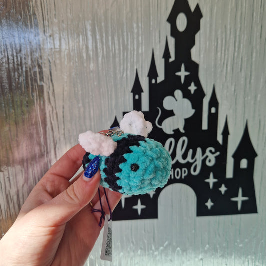 Chunky, super soft bee keyring turquoise