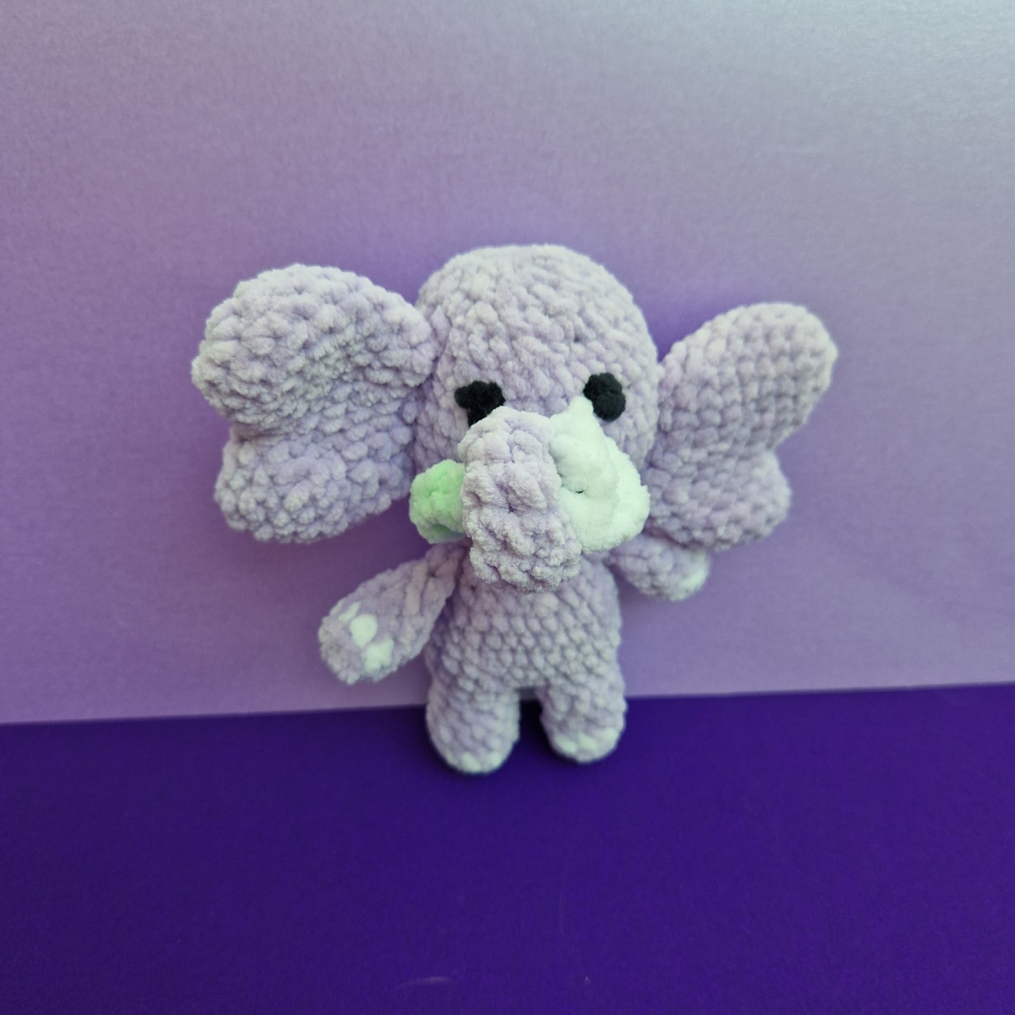 Chunky, super soft lilac standing elephant