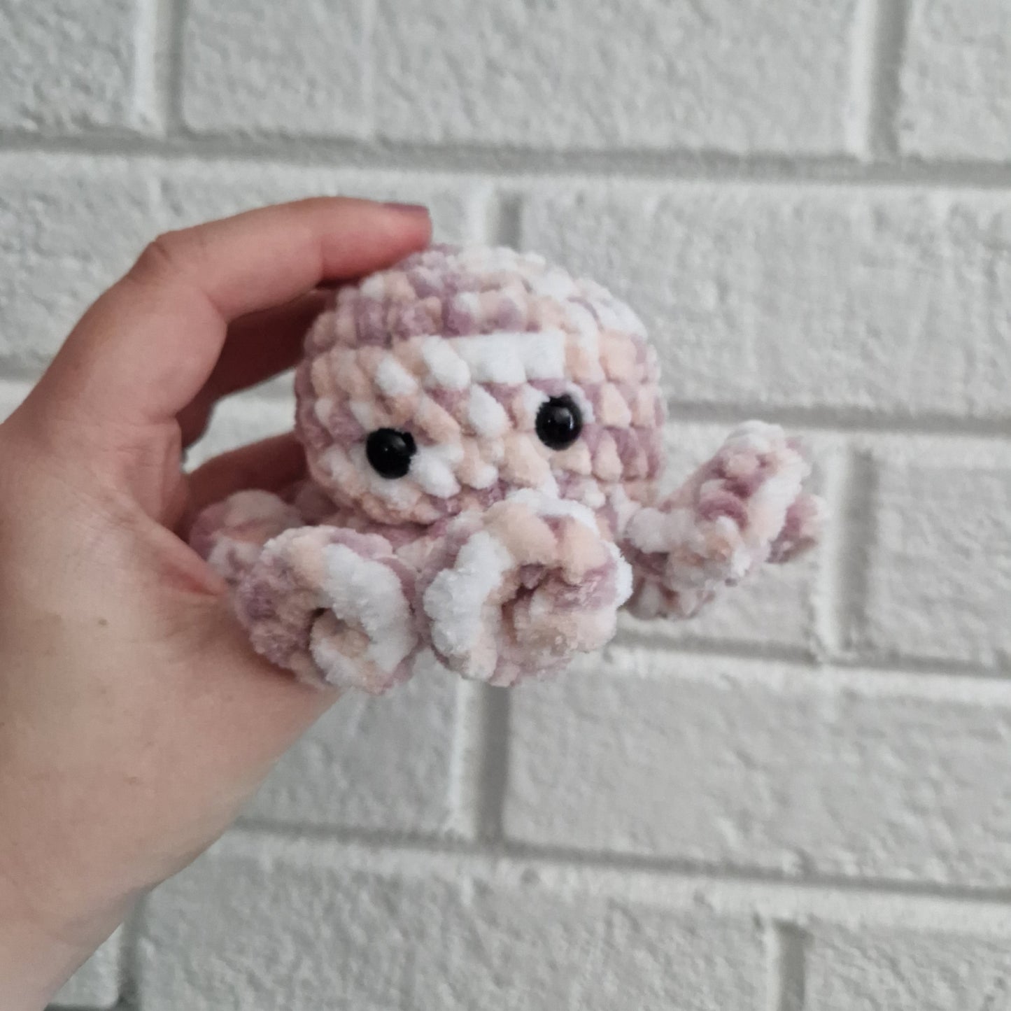 Pink, white, sand octopus crochet animal