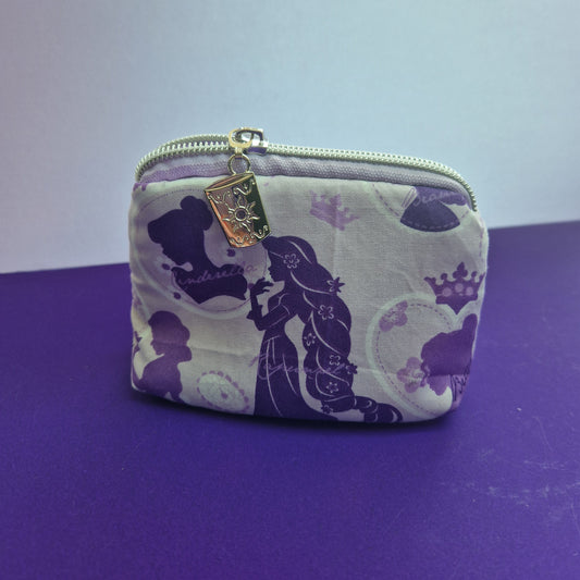 Mixed Princess icon lined mini triangle shaped pouch cosmetic bag with floating lantern zipper pull