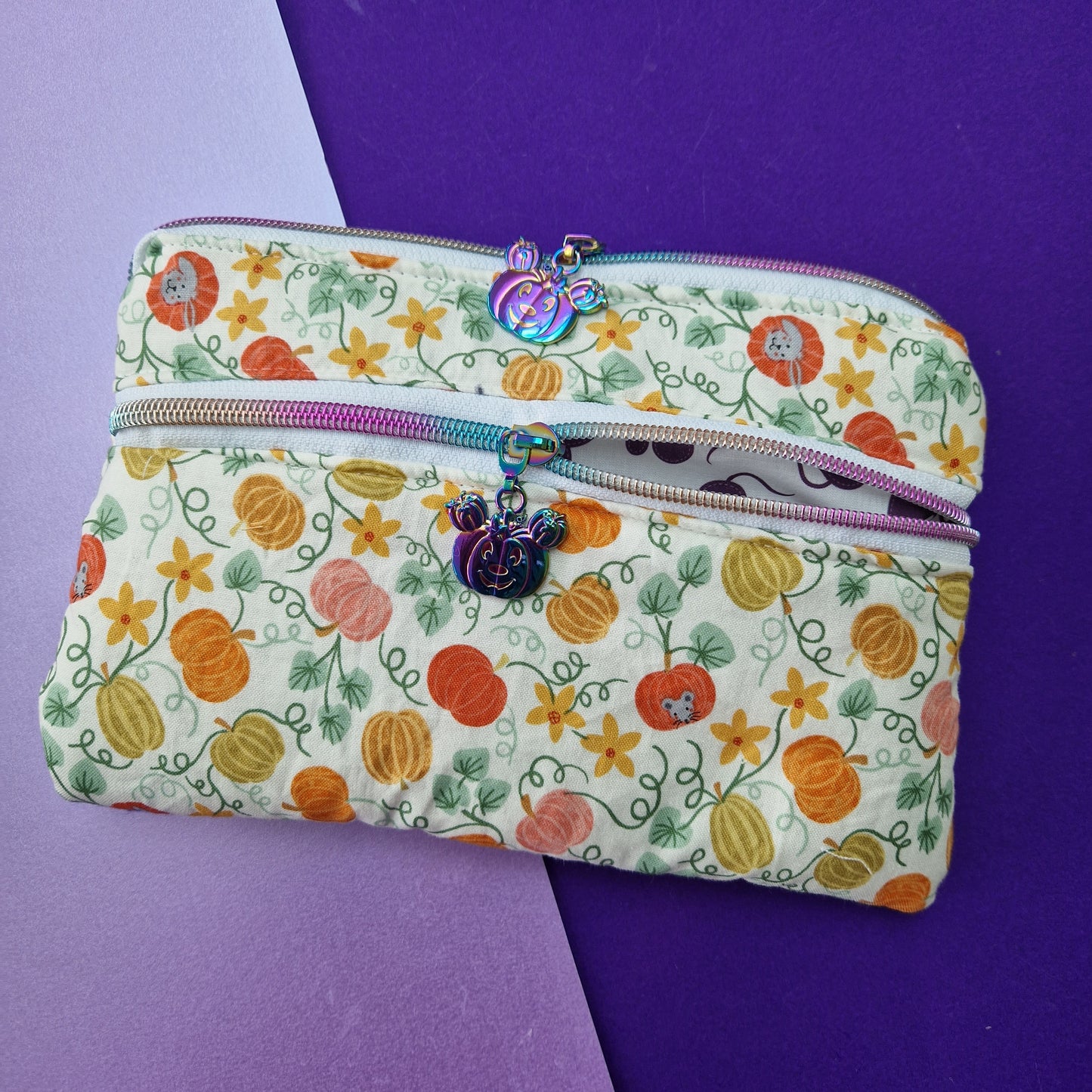 Pumpkin Mouse double zipper pouch