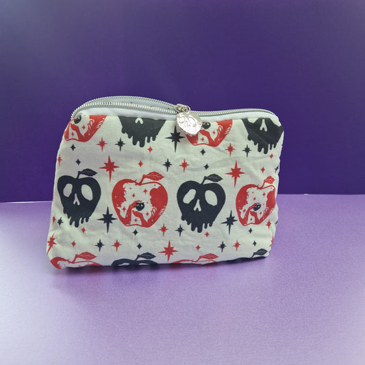Poison Apple lined triangle cosmetic bag with poison apple zipper pull