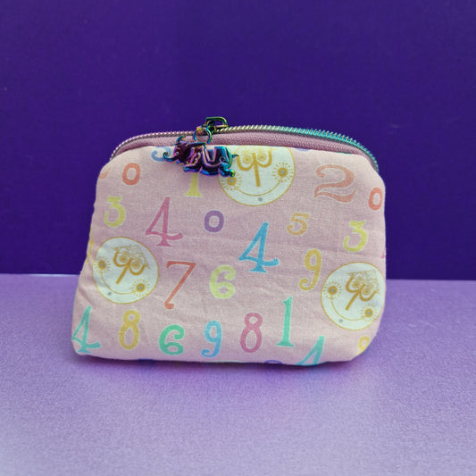 Small World mini triangle shaped pouch cosmetic bag with flying elephant zipper pull