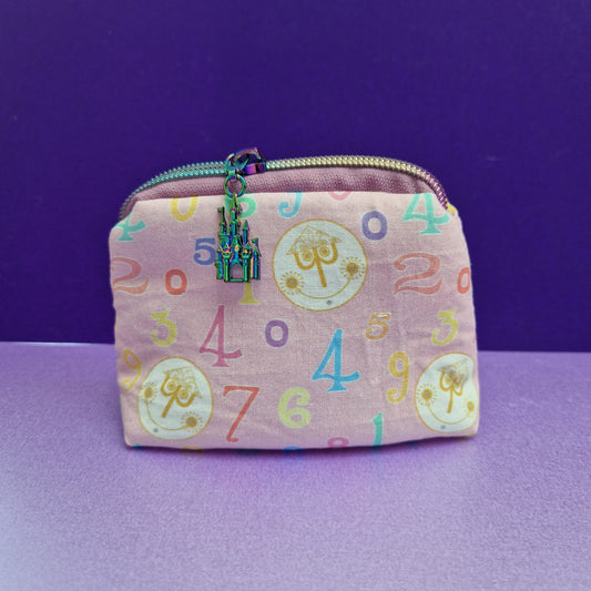 Small World mini triangle shaped pouch cosmetic bag with castle zipper pull