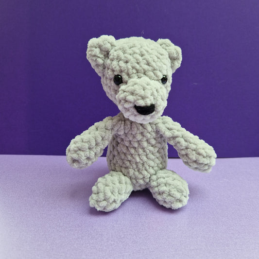 Chunky, super soft grey crochet sitting polar bear