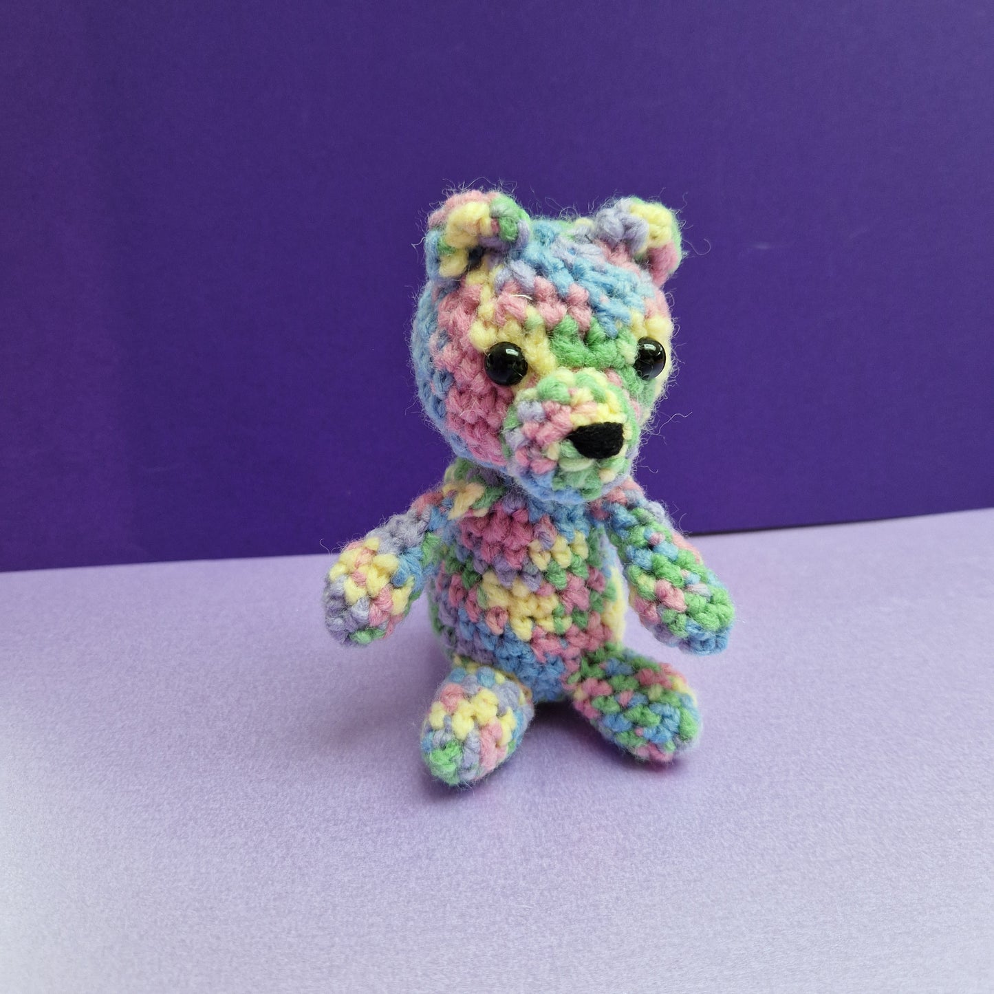 Rainbow crochet sitting bear