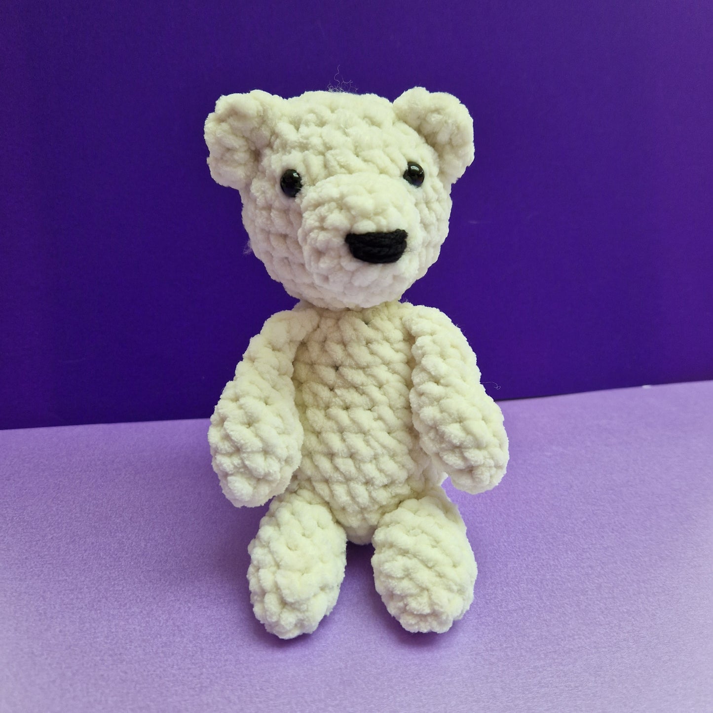 Chunky, super soft white crochet sitting polar bear