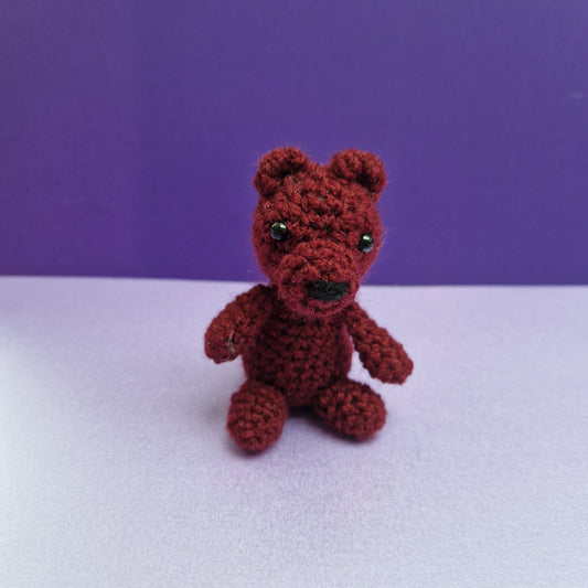 Burgundy maroon crochet sitting bear