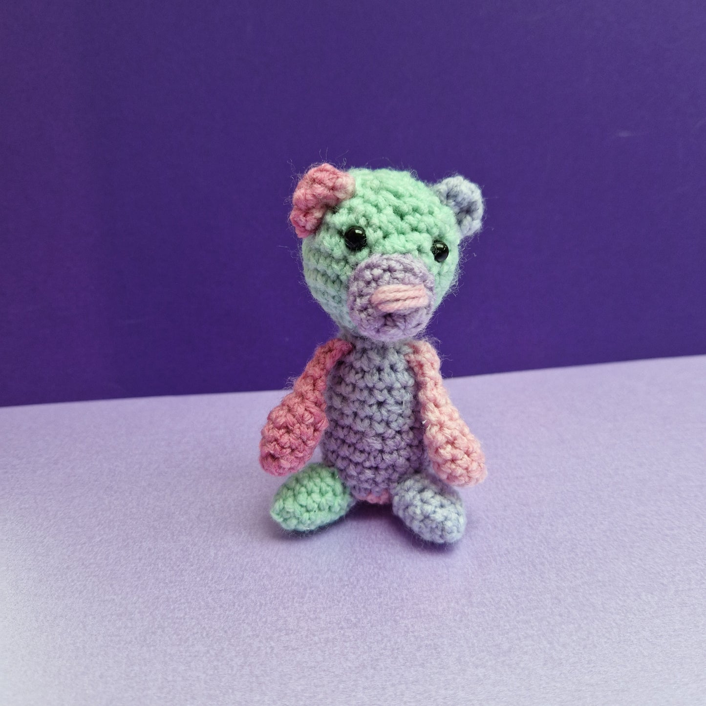 Pastel Rainbow crochet sitting bear