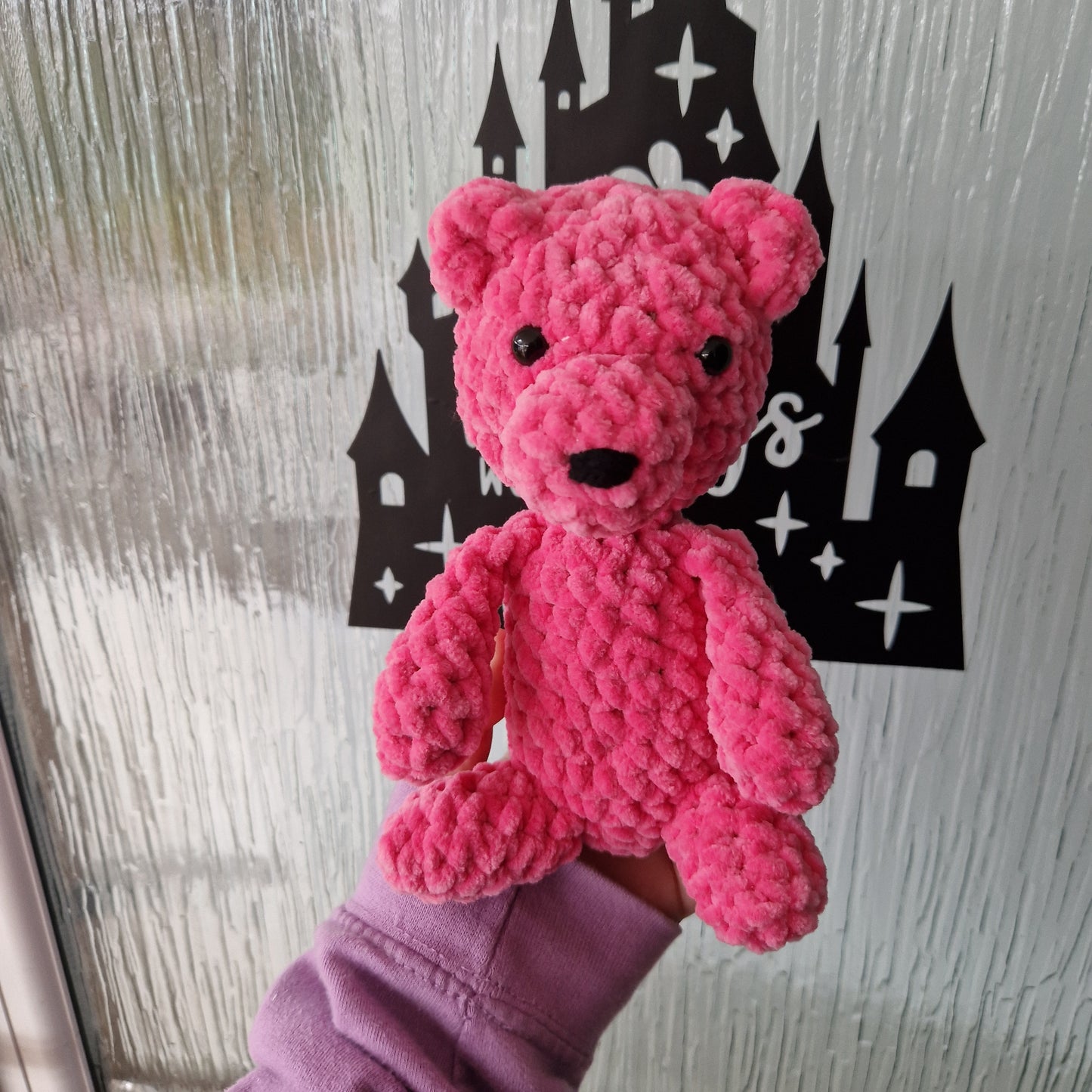 Chunky, super soft pink sitting bear