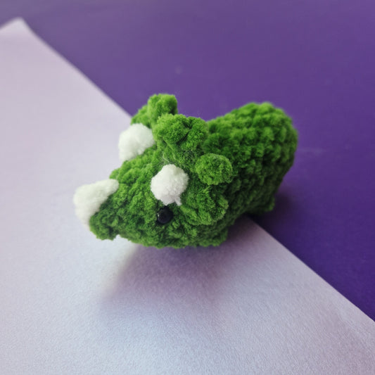 Crochet super soft triceratops dinosaur green