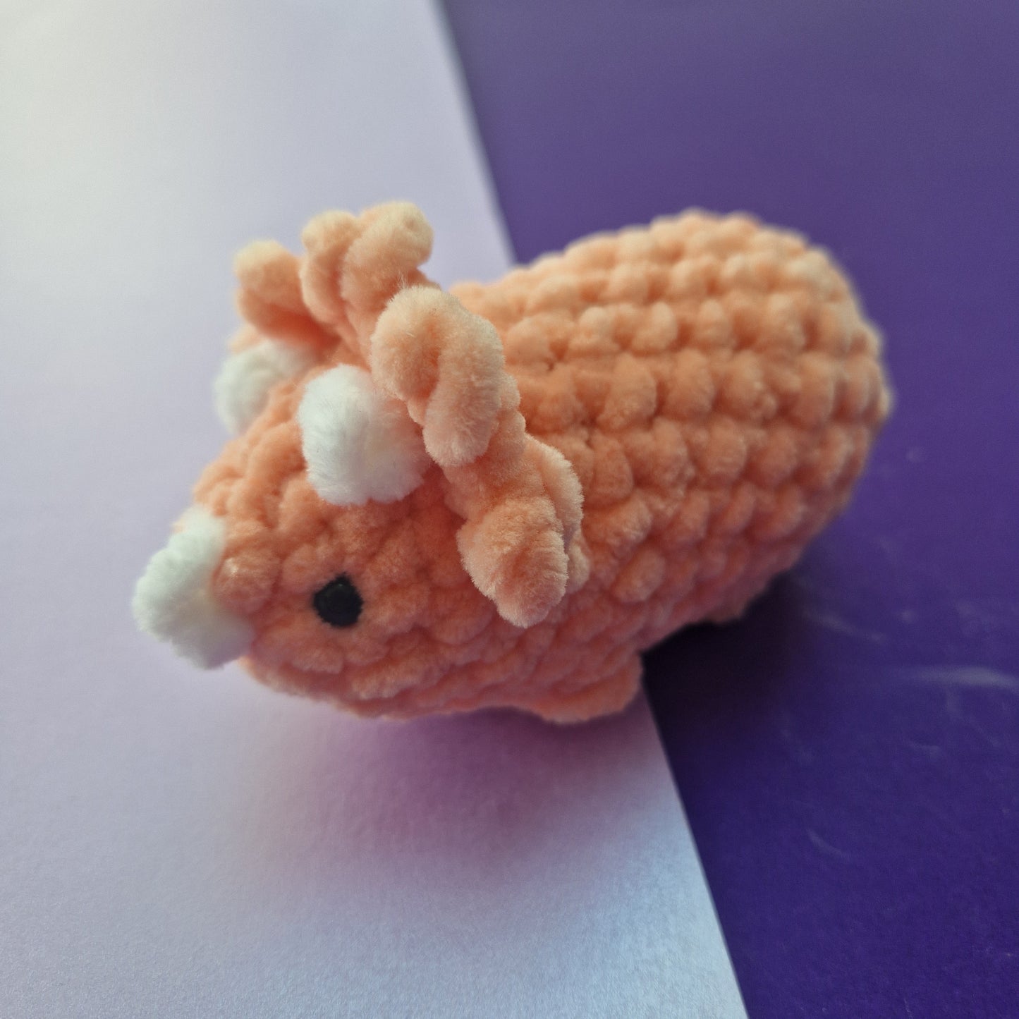 Crochet super soft triceratops dinosaur peach