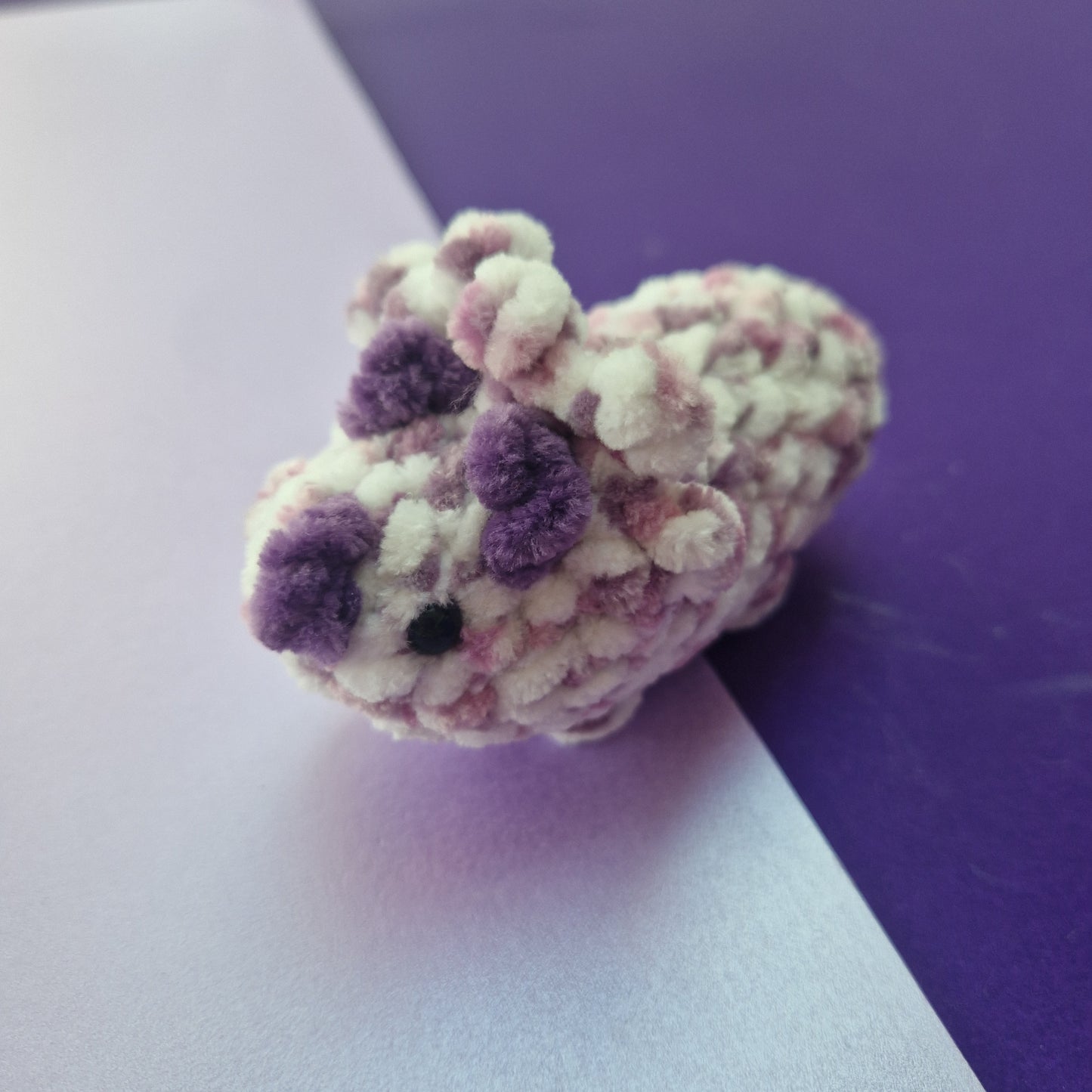 Crochet super soft triceratops dinosaur purple and white