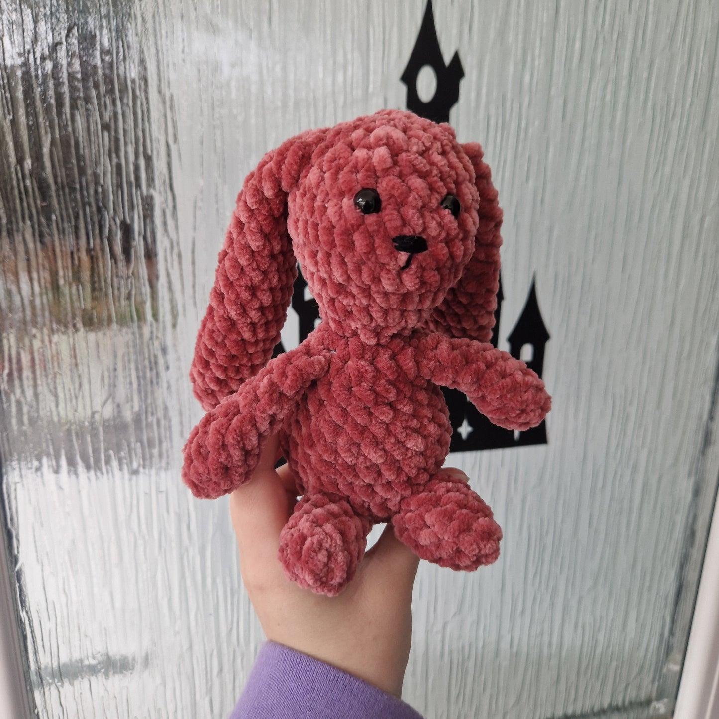 Chunky, super soft crochet dusty red bunny