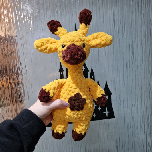 Large Chunky, super soft crochet yellow floral standing giraffe