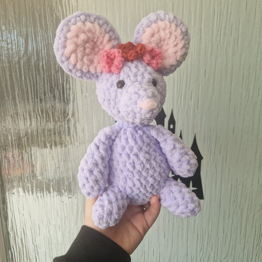 Large Chunky, super soft crochet lilac floral Molly Mouse