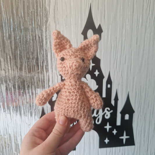 Pink crochet standing pig