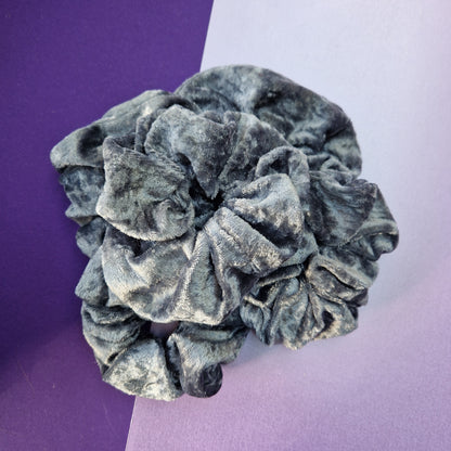 Dark grey velvet hair scrunchie