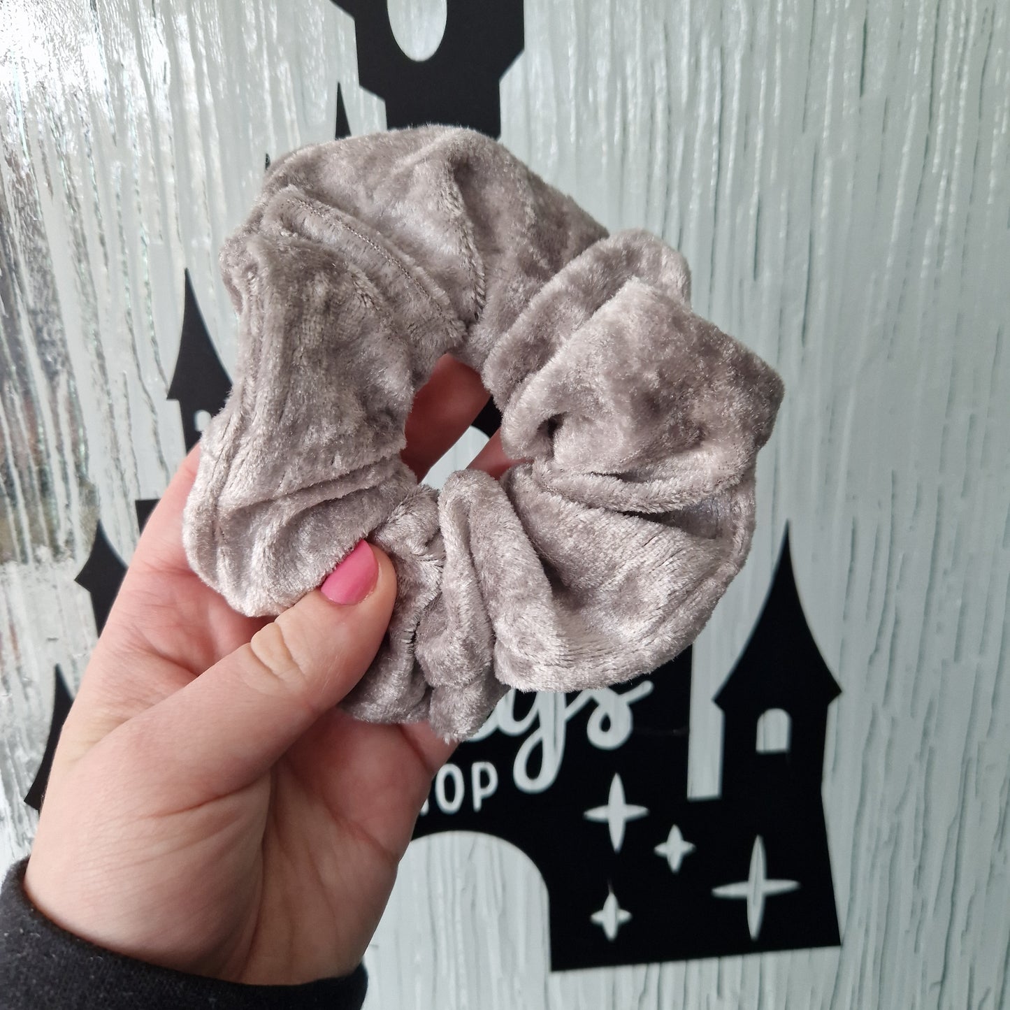 Beige velvet hair scrunchie