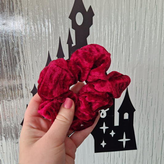 Pink burgundy velvet hair scrunchie