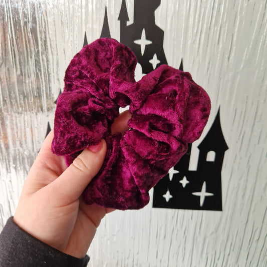 Purple burgundy velvet hair scrunchie