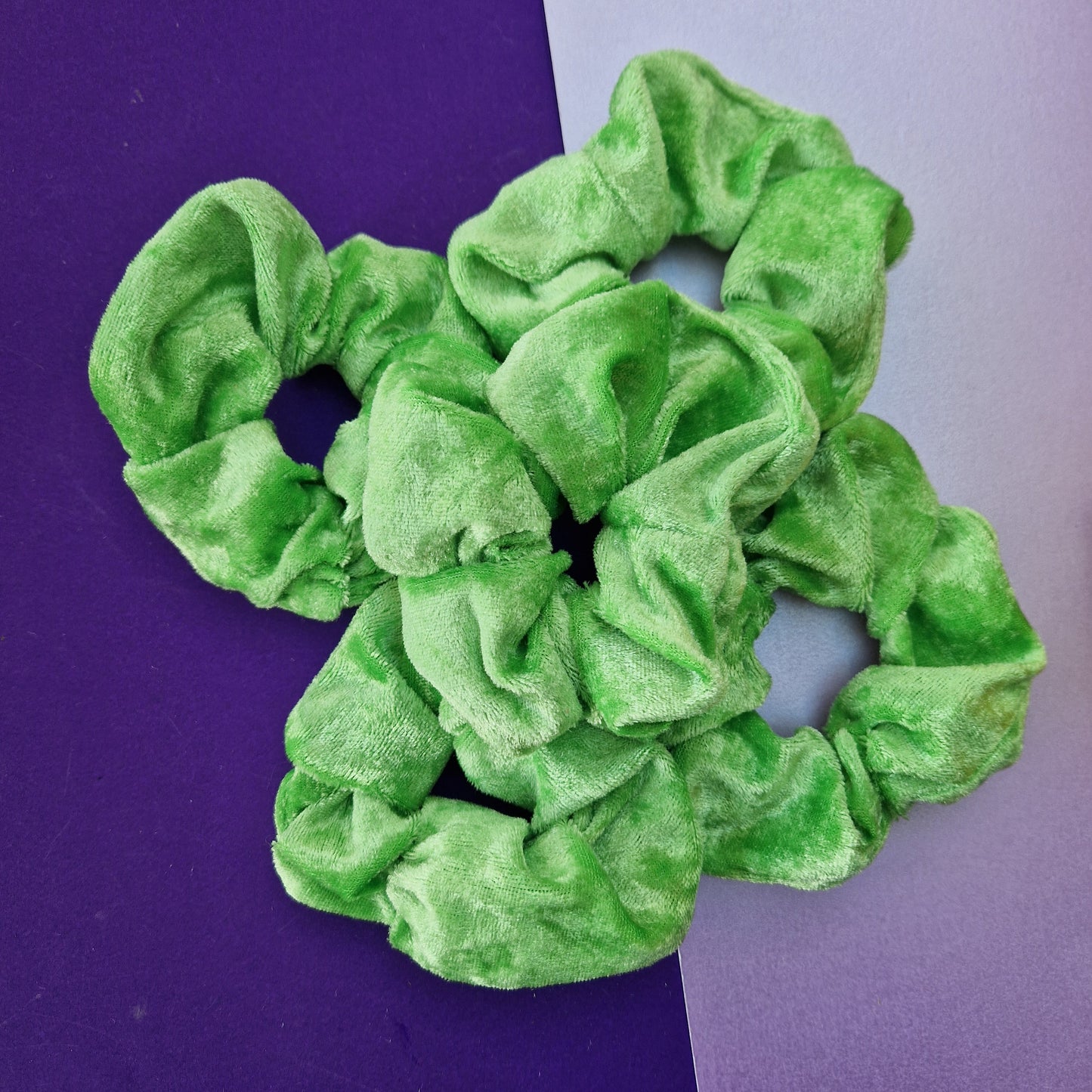 Lime green velvet hair scrunchie