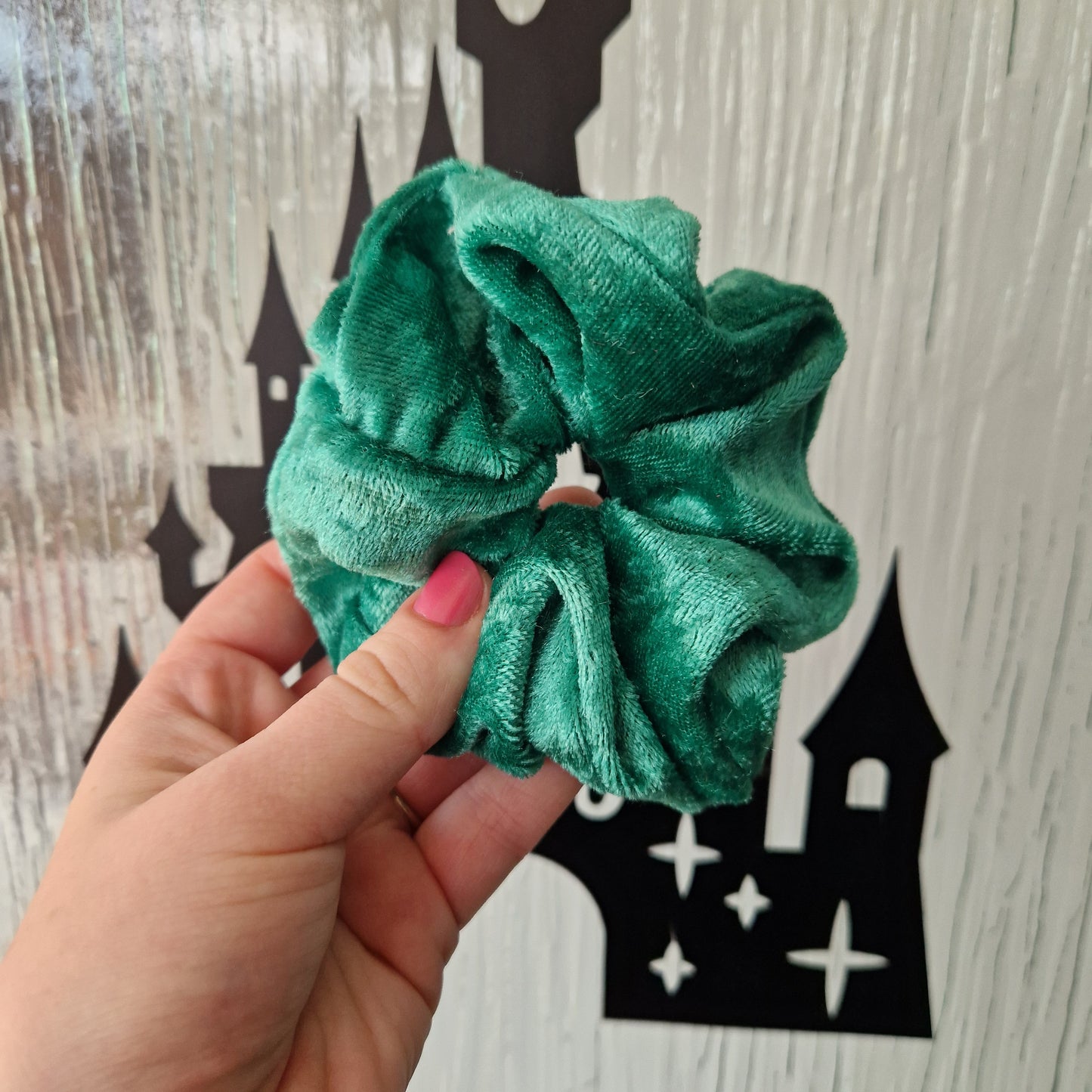 Christmas green velvet hair scrunchie