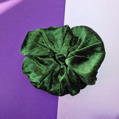 Emerald green velvet hair scrunchie