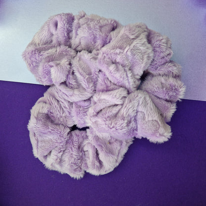 Purple heart fluffy hair scrunchie