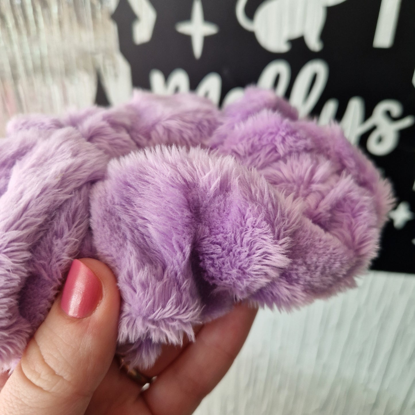 Purple heart fluffy hair scrunchie