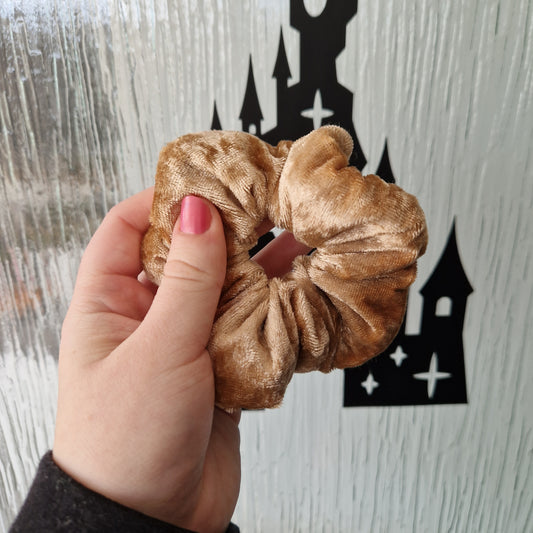 Toffee Yellow velvet hair scrunchie