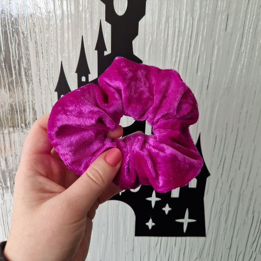 Purple pink velvet hair scrunchie