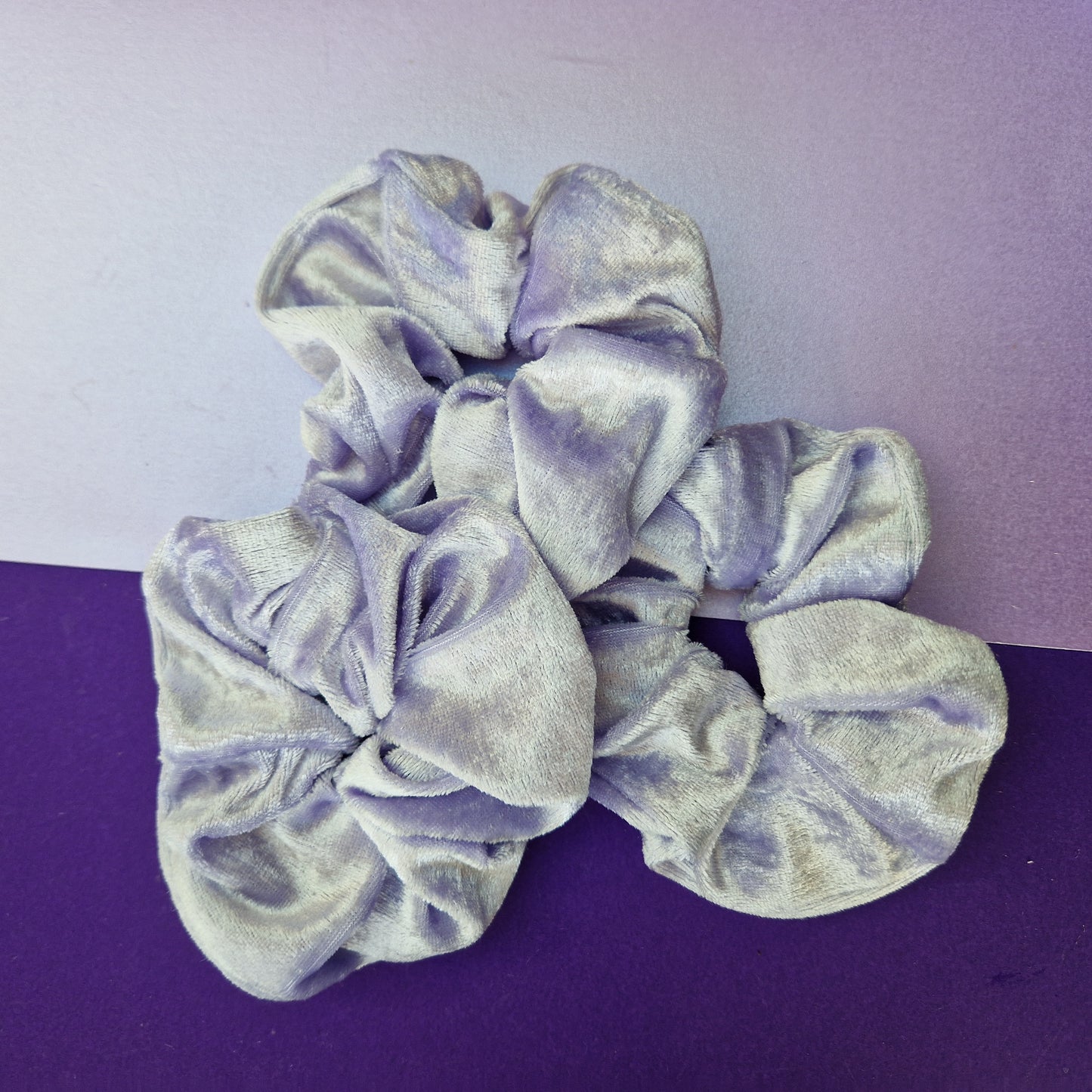 Lilac velvet hair scrunchie