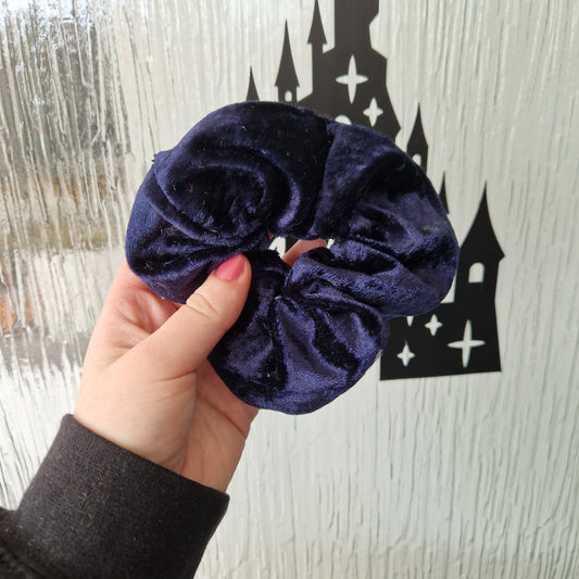 Navy blue velvet hair scrunchie