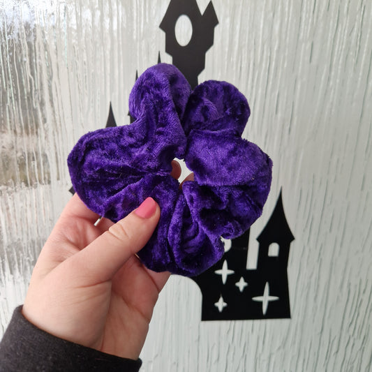 Purple velvet hair scrunchie