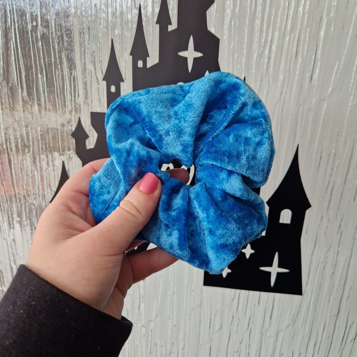 Blue velvet hair scrunchie