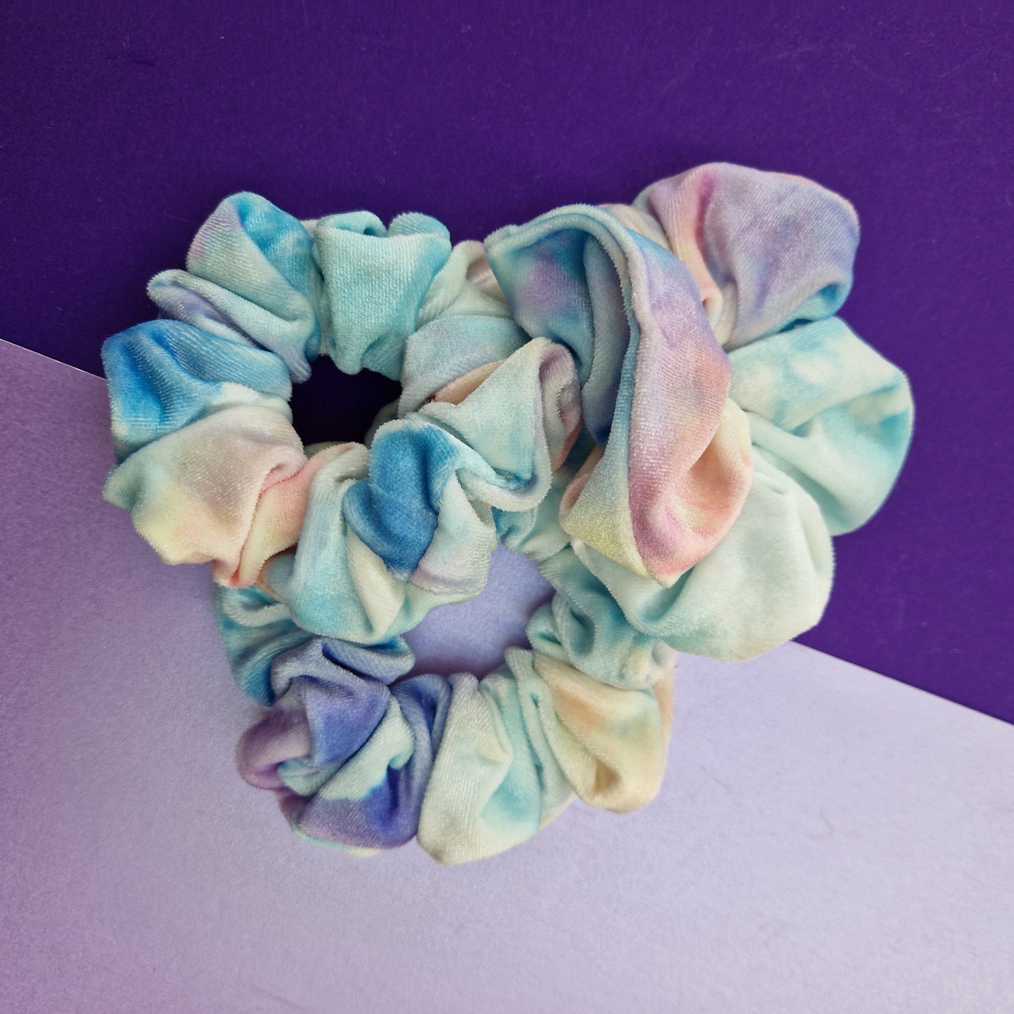 Pastel cloud velvet hair scrunchie