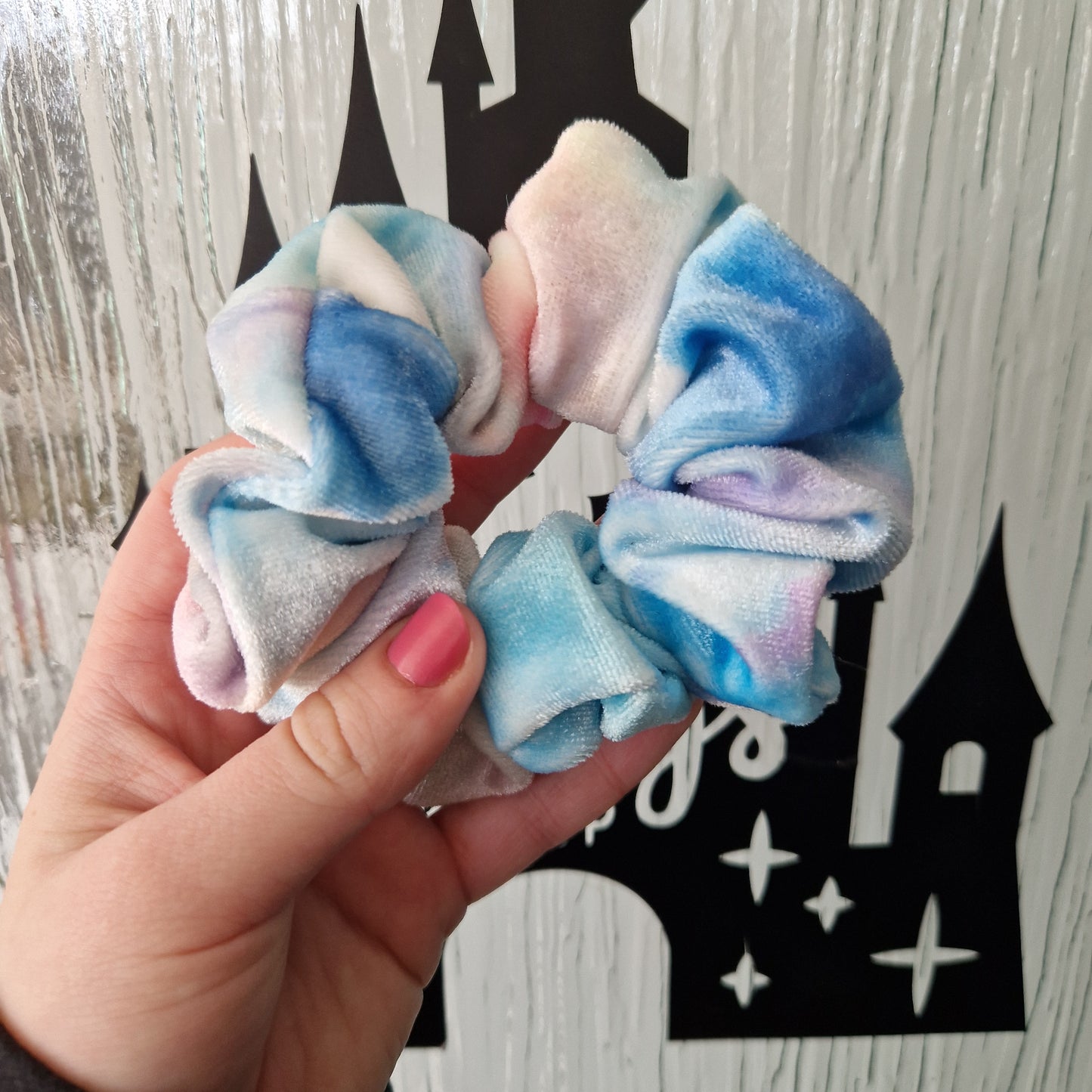 Pastel cloud velvet hair scrunchie