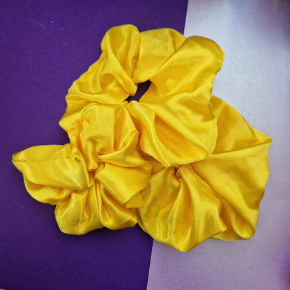 Bright yellow satin hair scrunchie
