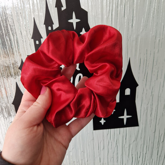 Red satin hair scrunchie