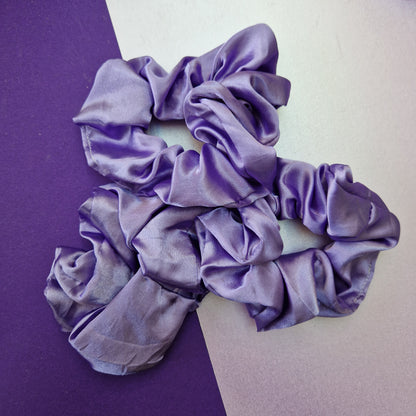 Light purple satin hair scrunchie