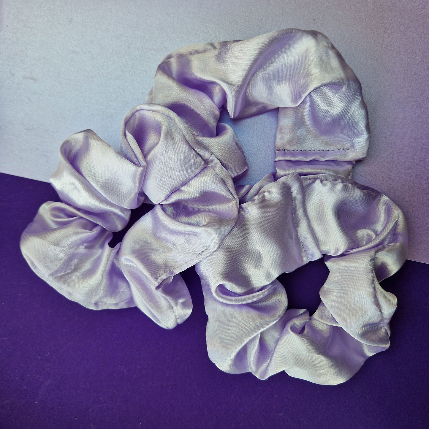 Lilac satin hair scrunchie