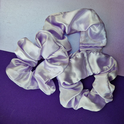 Lilac satin hair scrunchie