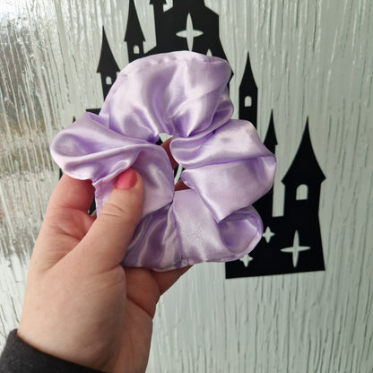 Lilac satin hair scrunchie