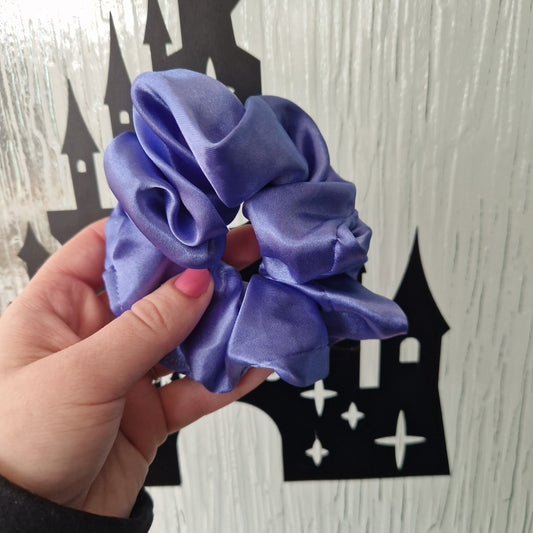 Cornflower blue satin hair scrunchie