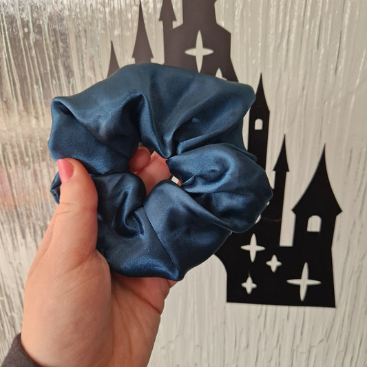 Turquoise satin hair scrunchie