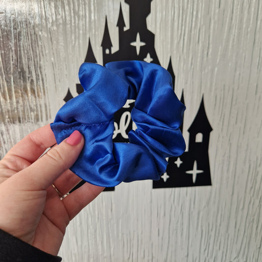 Blue satin hair scrunchie