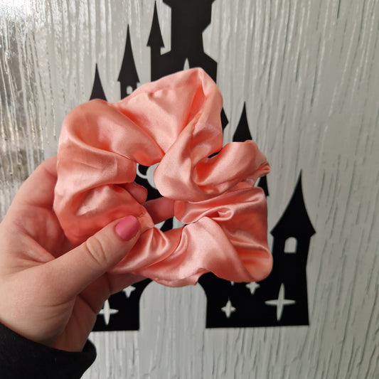 Peach satin hair scrunchie